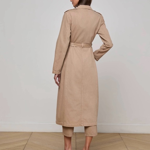 L'AGENCE Long Beige Trench Coat - Picture 3 of 8